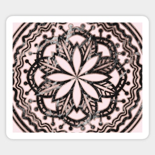 Marble mandala - striking black and rose gold Sticker